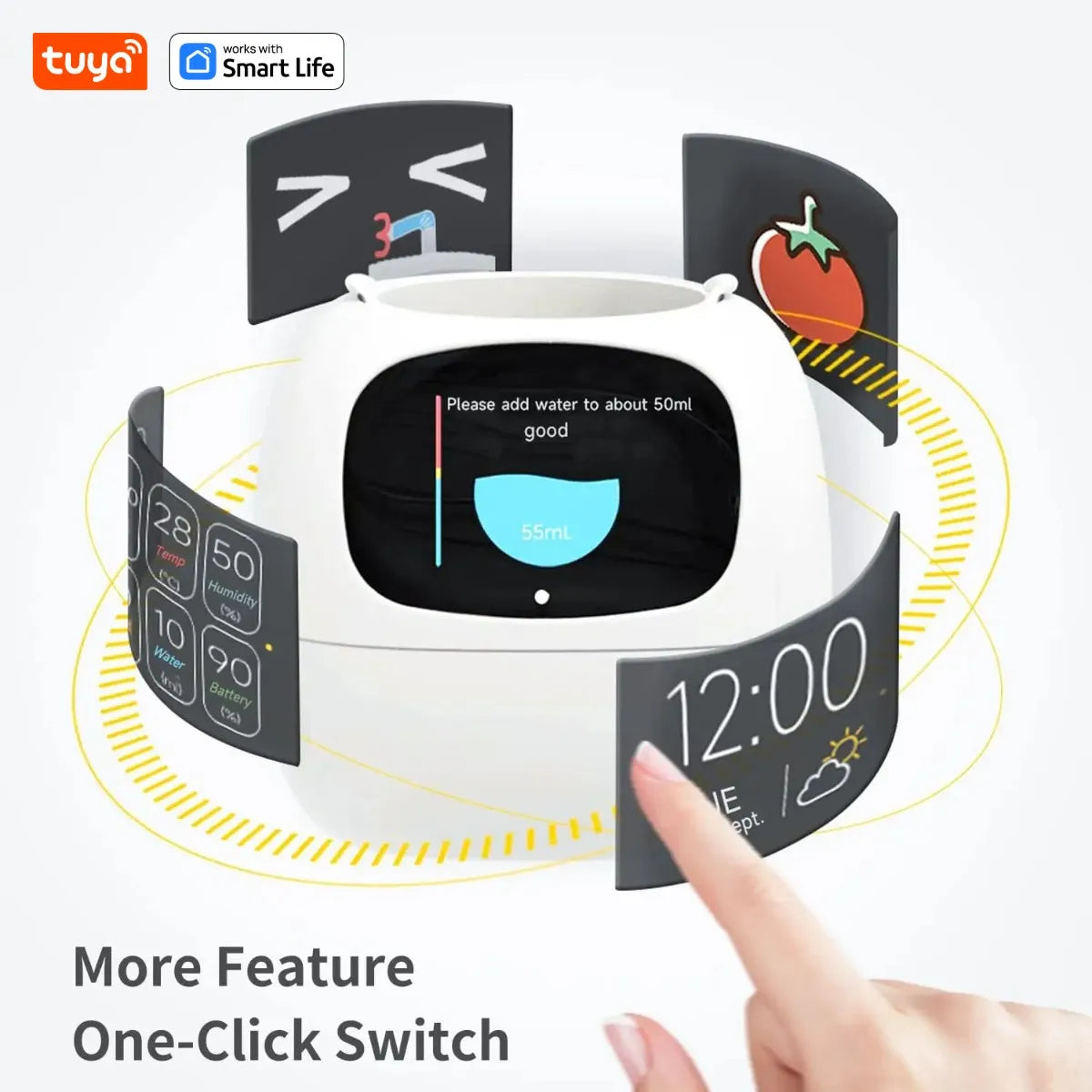 pink Tuya Ivy Smart Planter,Endless Fun Over 49 Rich Expressions,7 smart sensors and AI Chips Make Raising Plants Easy and Fun